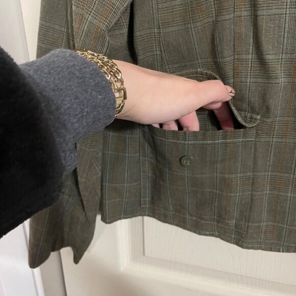 Relativity Womens Gray Brown Plaid Dark Button Up Academia Blazer Size Large - Picture 4 of 6